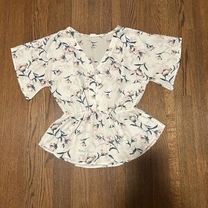 Sienna Sky Cream Floral V-Neck Blouse